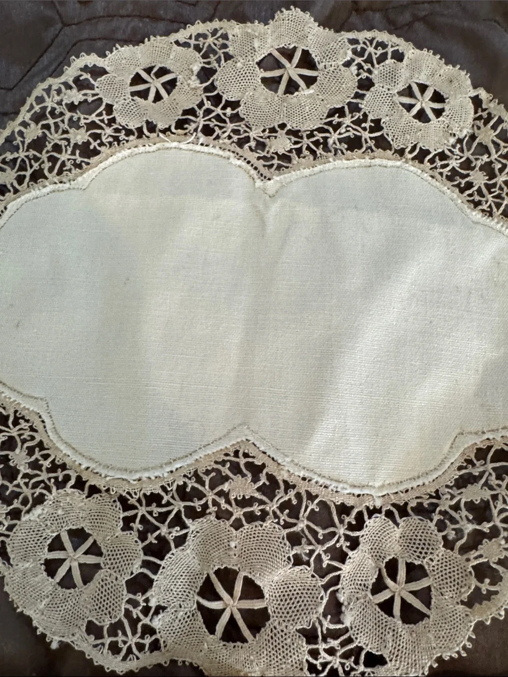 Vintage Lace-Edged White Cotton Doilies Set of 3